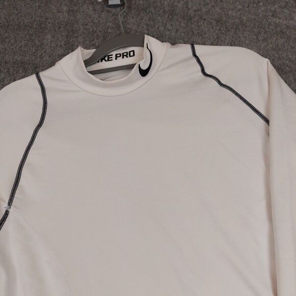 NIKE Pro HyperWarm Men's Med Mock Neck Compression Shirt Long Sleeve Fleece - Picture 1 of 9